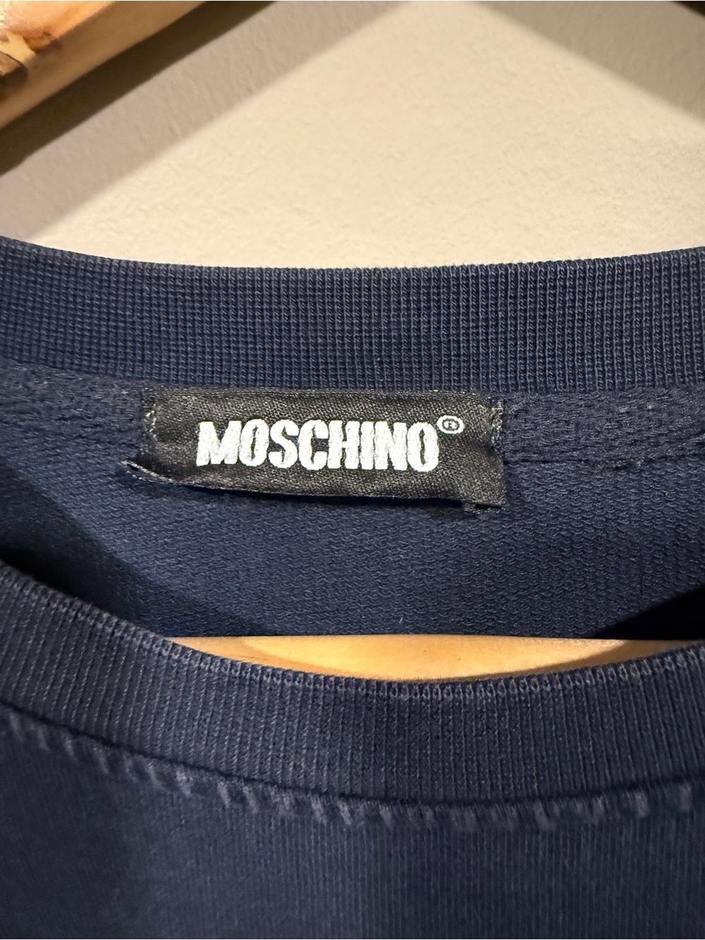 Moschino Men's Navy sequined this is not moschino Logo Sweatshirt - Picture 6 of 7